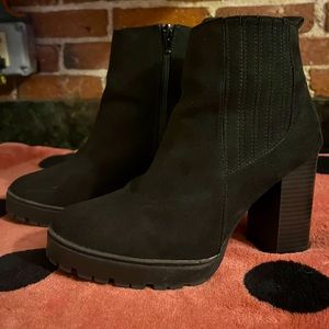 “British Primark Platform Black Boots Rubber Heels Ladies Us 9